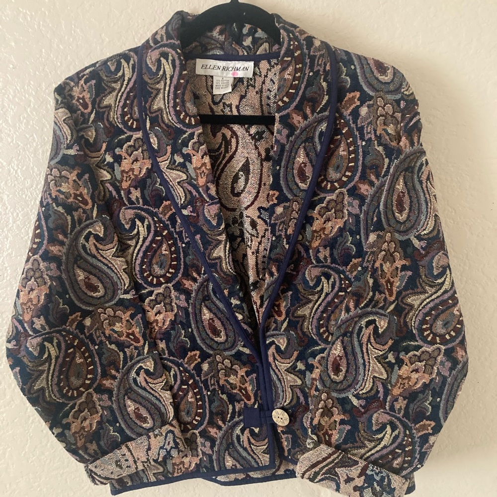 Ellen Richman Women's Paisley Blazer - Blue and Brown